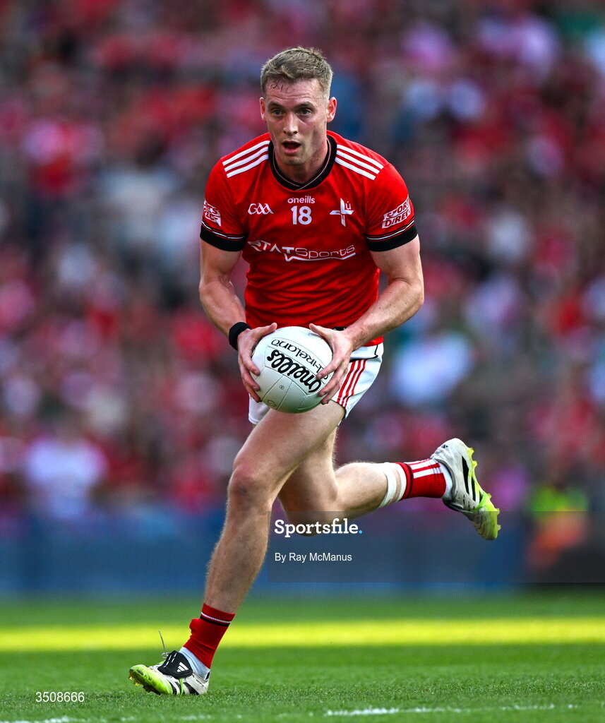 11 July 2026; Ciaran Byrne of Louth during the GAA Football All-Ireland Senior Championship semi-final match between Mayo and Louth at Croke Park in Dublin. Photo by Ray McManus/Sportsfile