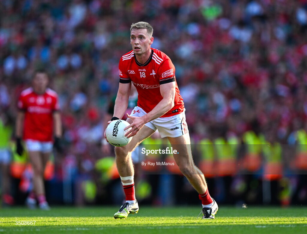11 July 2026; Ciaran Byrne of Louth during the GAA Football All-Ireland Senior Championship semi-final match between Mayo and Louth at Croke Park in Dublin. Photo by Ray McManus/Sportsfile