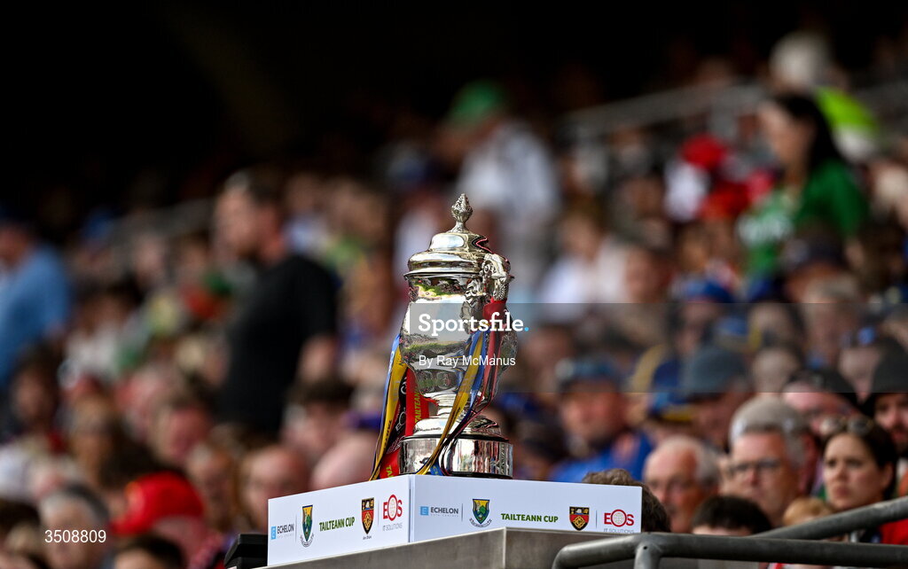 11 July 2026; The Tailteann Cup on display during the Tailteann Cup final match between Down and Wicklow at Croke Park in Dublin. Photo by Ray McManus/Sportsfile