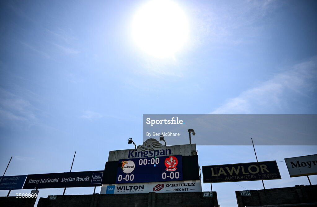 12 July 2026; A general view of the scoreboard before the LGFA TG4 All-Ireland Junior Championship semi-final match between Carlow and Derry at Kingspan Breffni in Cavan. Photo by Ben McShane/Sportsfile