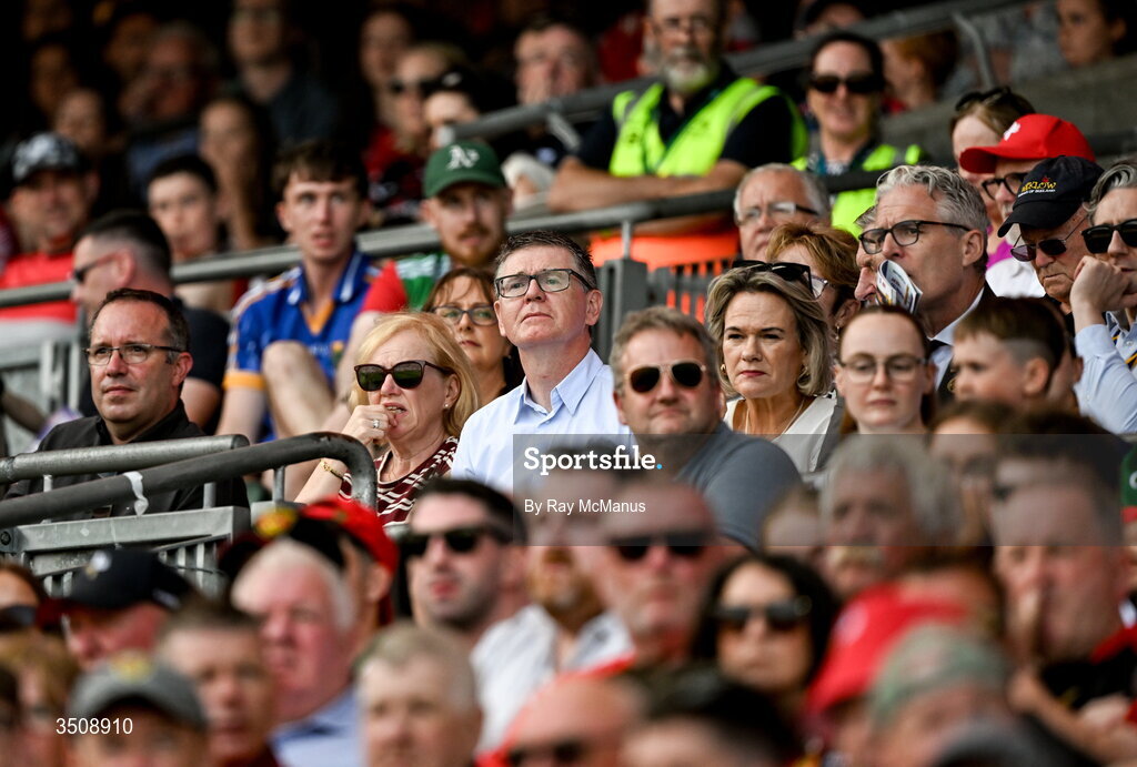 11 July 2026; Ard Stiúrthóir of the GAA Tom Ryan, centre, during the Tailteann Cup final match between Down and Wicklow at Croke Park in Dublin.Ard Stiúrthóir of the GAA Tom Ryan Photo by Ray McManus/Sportsfile