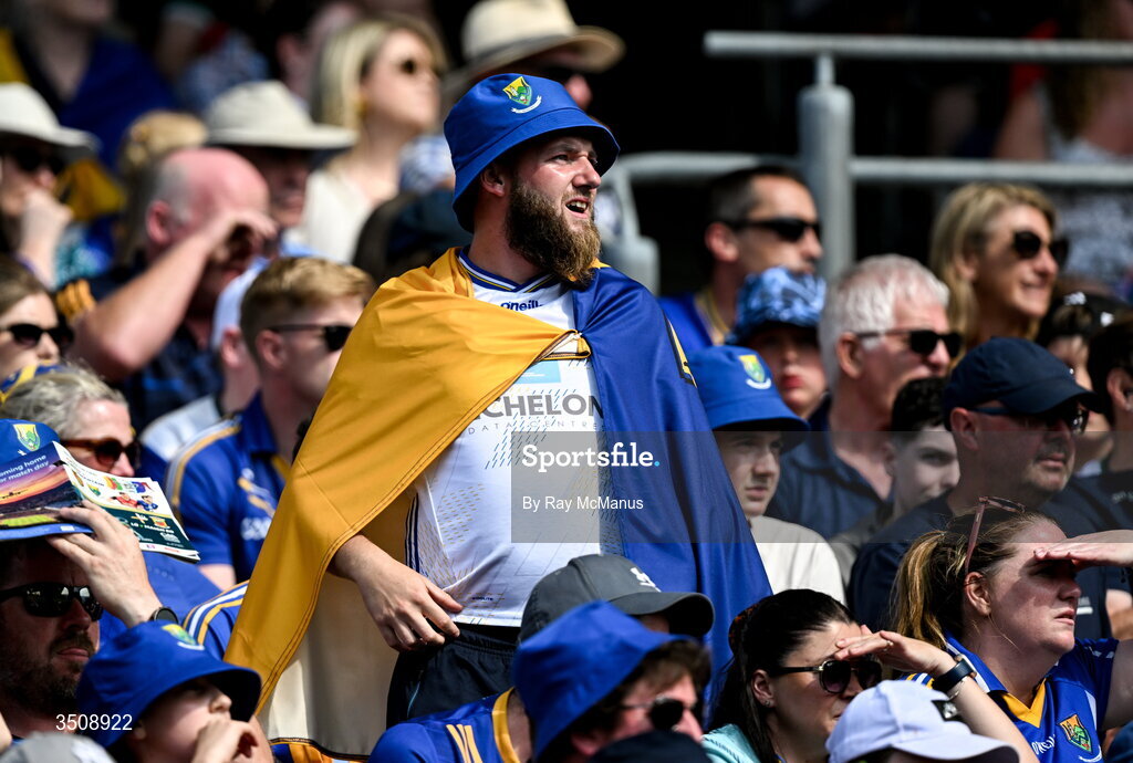 11 July 2026; Wicklow supporters during the Tailteann Cup final match between Down and Wicklow at Croke Park in Dublin. Photo by Ray McManus/Sportsfile