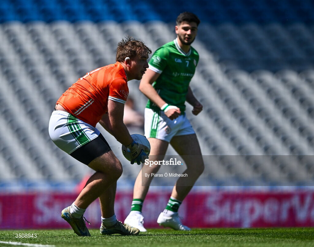 12 July 2026; London goalkeeper Caolan Doyle during the GAA Football All-Ireland Junior Championship Final match between USGAA and London at Croke Park in Dublin. Photo by Piaras Ó Mídheach/Sportsfile