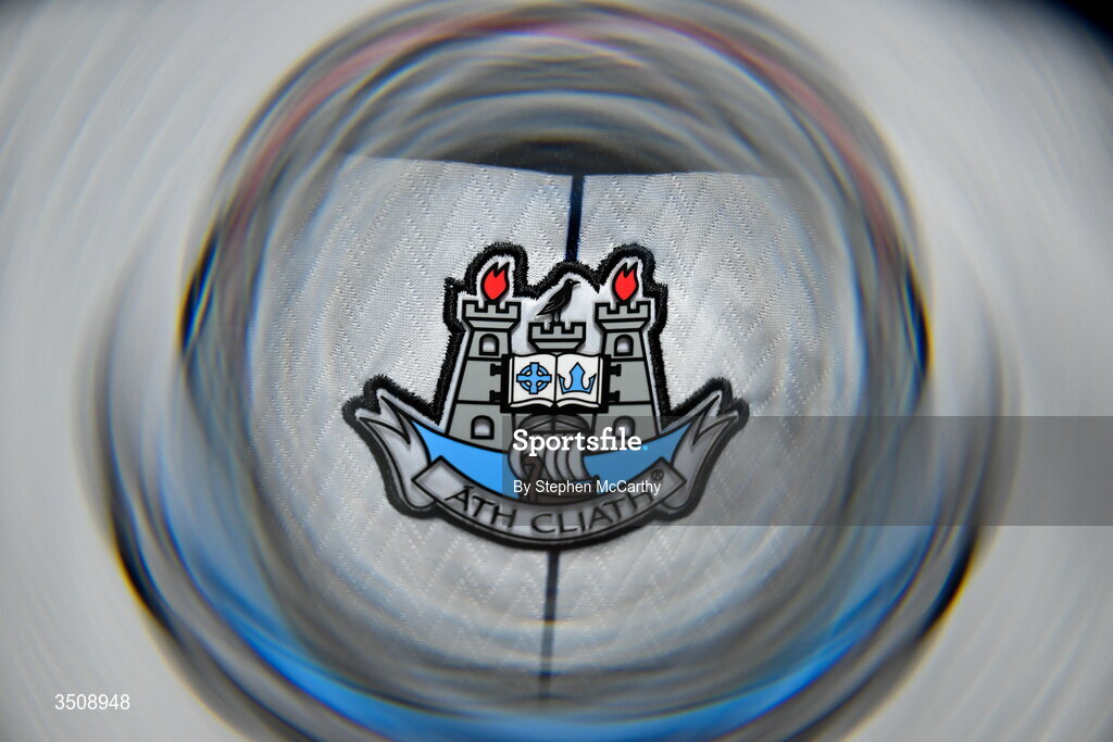 12 July 2026; (EDITOR'S NOTE; This image was created using a special effects camera filter) A detailed view of the Dublin crest on their jersey in the dressing room before the GAA Football All-Ireland Senior Championship semi-final match between Dublin and Kerry at Croke Park in Dublin. Photo by Stephen McCarthy/Sportsfile