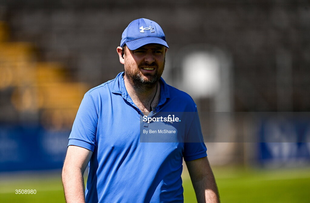 12 July 2026; Carlow manager Ed Burke before the LGFA TG4 All-Ireland Junior Championship semi-final match between Carlow and Derry at Kingspan Breffni in Cavan. Photo by Ben McShane/Sportsfile