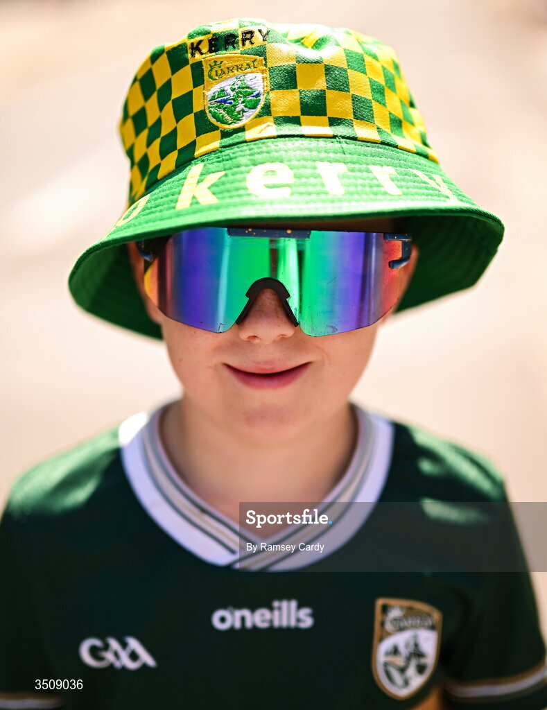 12 July 2026; Kerry supporter Lachlan McFadden before the GAA Football All-Ireland Senior Championship semi-final match between Dublin and Kerry at Croke Park in Dublin. Photo by Ramsey Cardy/Sportsfile