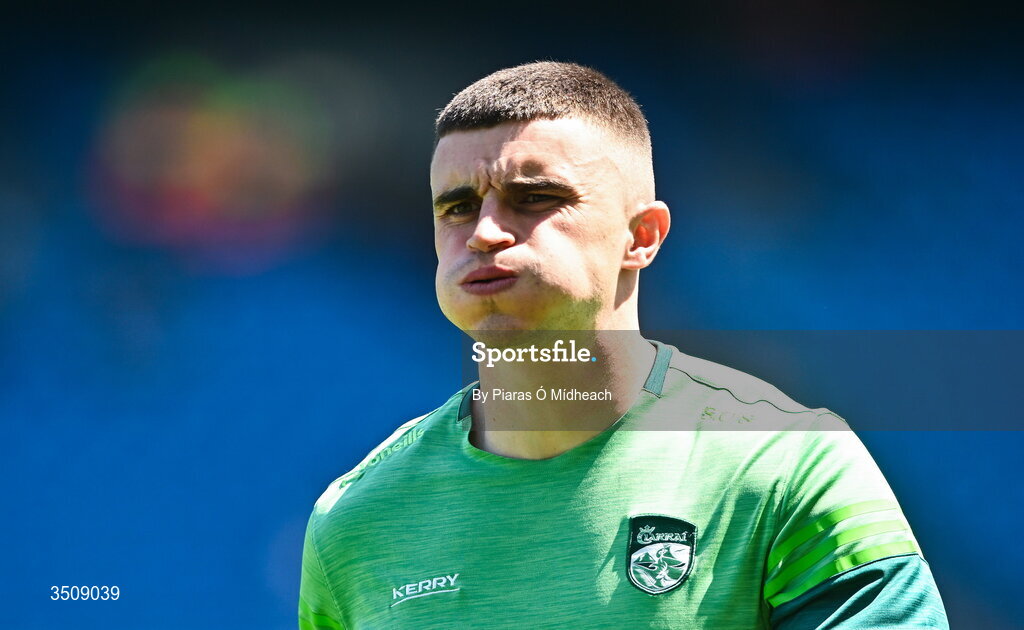 12 July 2026; Kerry players Seán O'Shea walks the pitch before the GAA Football All-Ireland Senior Championship semi-final match between Dublin and Kerry at Croke Park in Dublin. Photo by Piaras Ó Mídheach/Sportsfile