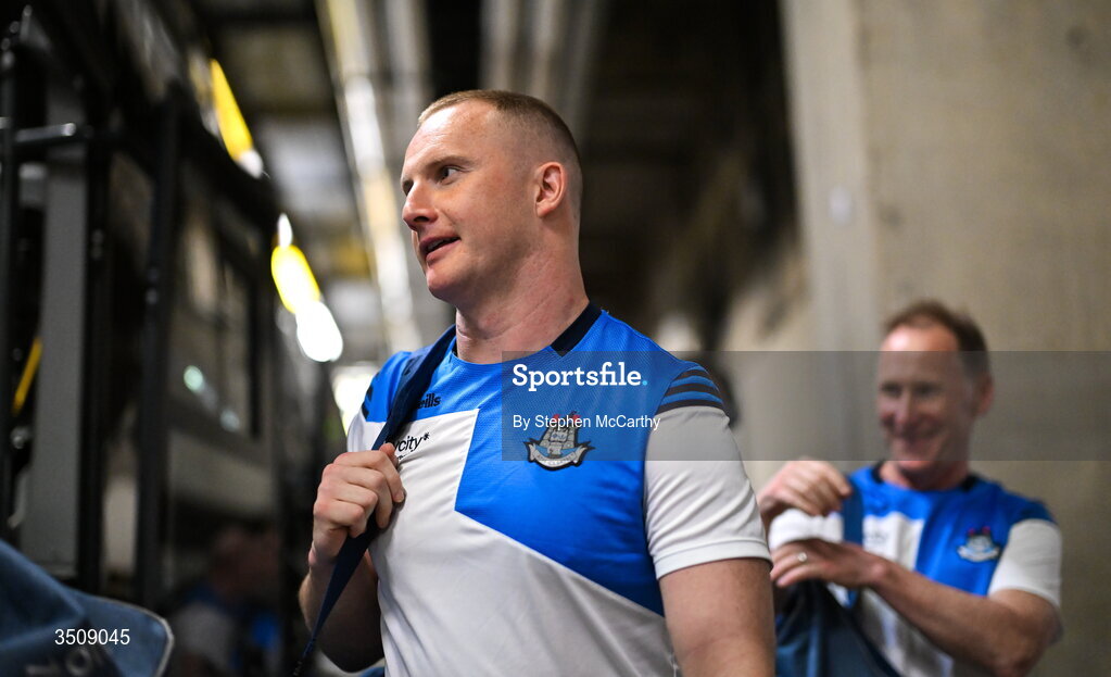 12 July 2026; Ciaran Kilkenny of Dublin arrives for the GAA Football All-Ireland Senior Championship semi-final match between Dublin and Kerry at Croke Park in Dublin. Photo by Stephen McCarthy/Sportsfile