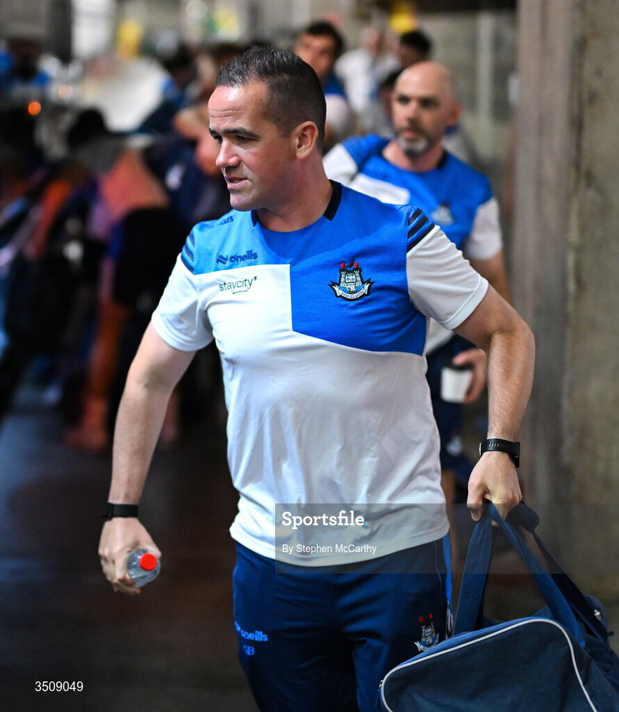 12 July 2026; Dublin manager Ger Brennan arrives for the GAA Football All-Ireland Senior Championship semi-final match between Dublin and Kerry at Croke Park in Dublin. Photo by Stephen McCarthy/Sportsfile