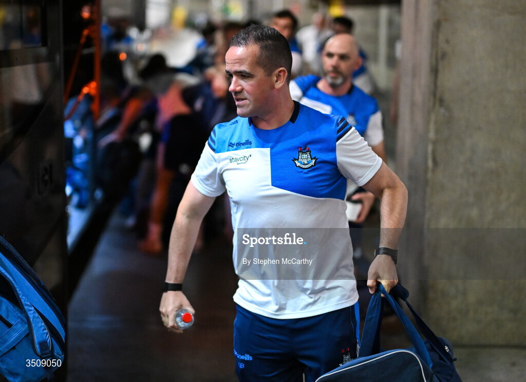 12 July 2026; Dublin manager Ger Brennan arrives for the GAA Football All-Ireland Senior Championship semi-final match between Dublin and Kerry at Croke Park in Dublin. Photo by Stephen McCarthy/Sportsfile