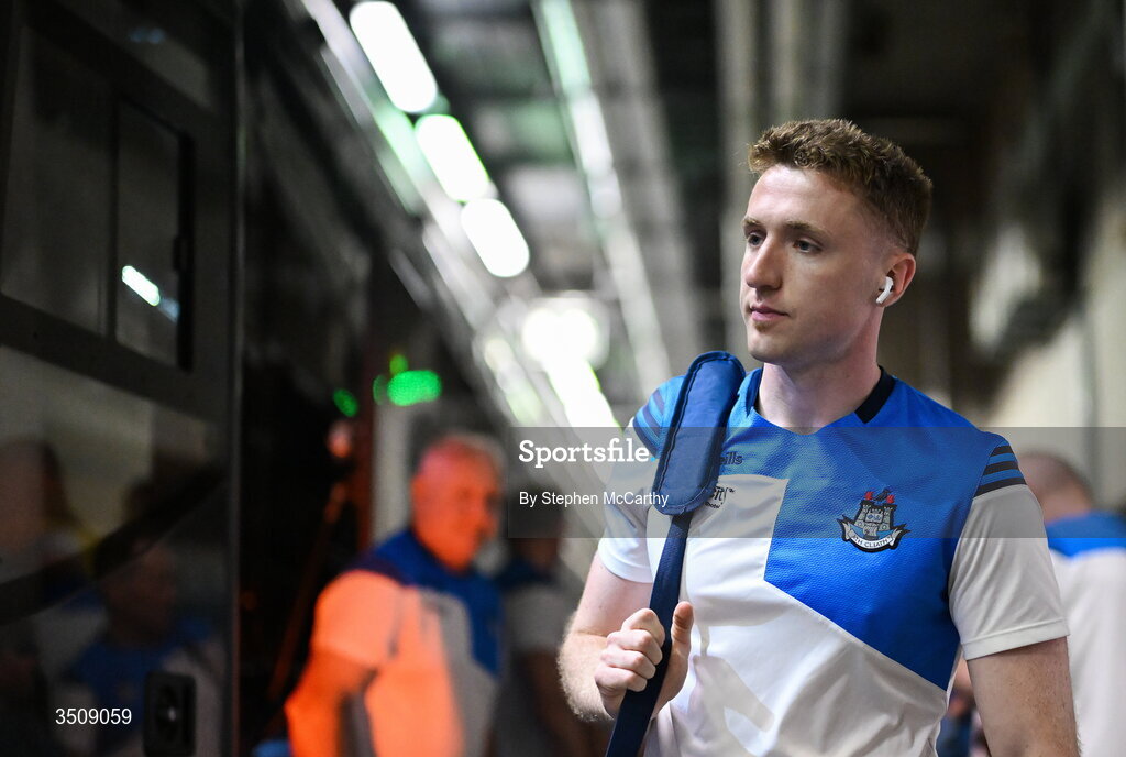 12 July 2026; Paddy Small of Dublin arrives for the GAA Football All-Ireland Senior Championship semi-final match between Dublin and Kerry at Croke Park in Dublin. Photo by Stephen McCarthy/Sportsfile
