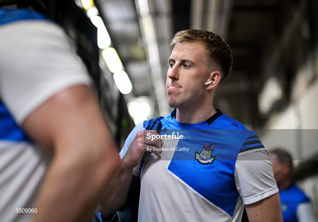 12 July 2026; Seán Bugler of Dublin arrives for the GAA Football All-Ireland Senior Championship semi-final match between Dublin and Kerry at Croke Park in Dublin. Photo by Stephen McCarthy/Sportsfile
