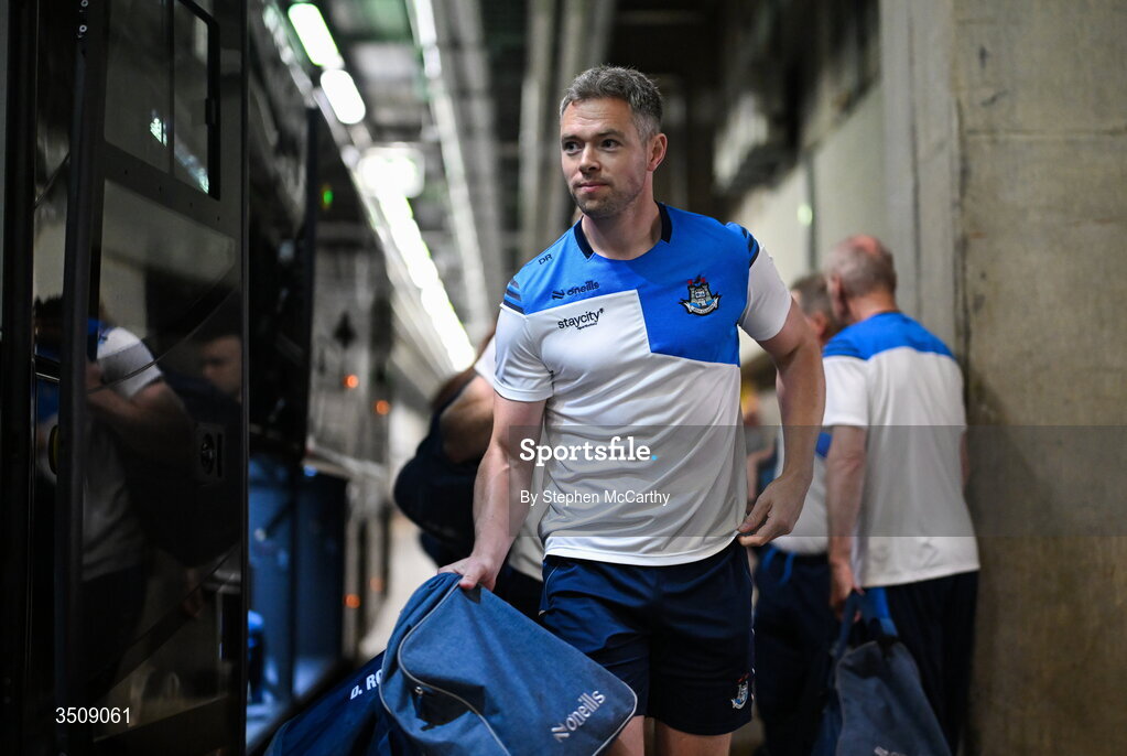 12 July 2026; Dublin selector Dean Rock arrives for the GAA Football All-Ireland Senior Championship semi-final match between Dublin and Kerry at Croke Park in Dublin. Photo by Stephen McCarthy/Sportsfile