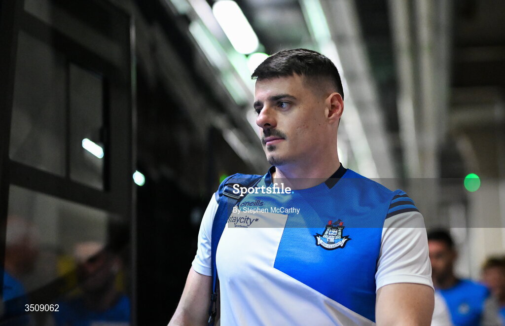 12 July 2026; Brian Howard of Dublin arrives for the GAA Football All-Ireland Senior Championship semi-final match between Dublin and Kerry at Croke Park in Dublin. Photo by Stephen McCarthy/Sportsfile