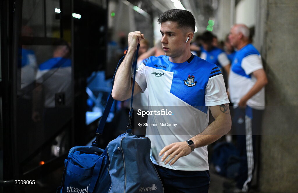 12 July 2026; David Byrne of Dublin arrives for the GAA Football All-Ireland Senior Championship semi-final match between Dublin and Kerry at Croke Park in Dublin. Photo by Stephen McCarthy/Sportsfile