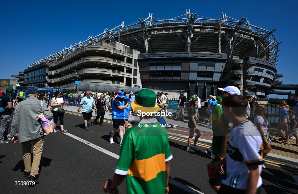 12 July 2026; Supporters arrive to the stadium ahead of the GAA Football All-Ireland Senior Championship semi-final match between Dublin and Kerry at Croke Park in Dublin. Photo by Stephen McCarthy/Sportsfile