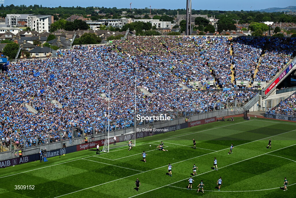 12 July 2026; David Clifford of Kerry scores his side's first goal during the GAA Football All-Ireland Senior Championship semi-final match between Dublin and Kerry at Croke Park in Dublin. Photo by Dáire Brennan/Sportsfile