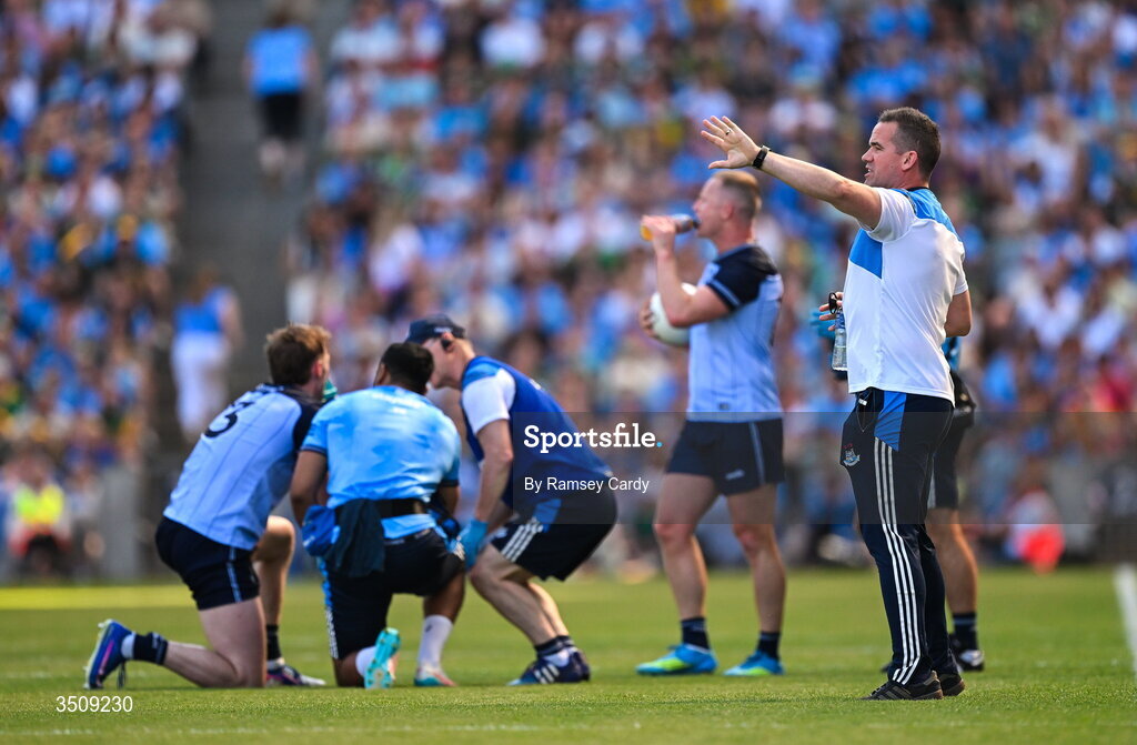 12 July 2026; Dublin manager Ger Brennan during the GAA Football All-Ireland Senior Championship semi-final match between Dublin and Kerry at Croke Park in Dublin. Photo by Ramsey Cardy/Sportsfile