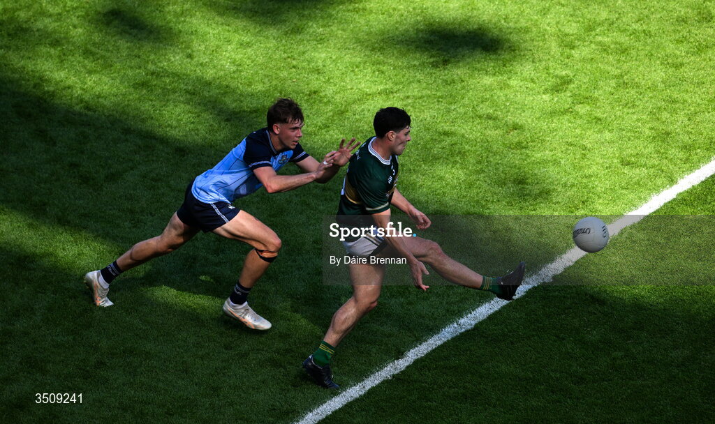 12 July 2026; Mike Breen of Kerry in action against Charlie McMorrow of Dublin during the GAA Football All-Ireland Senior Championship semi-final match between Dublin and Kerry at Croke Park in Dublin. Photo by Daire Brennan/Sportsfile