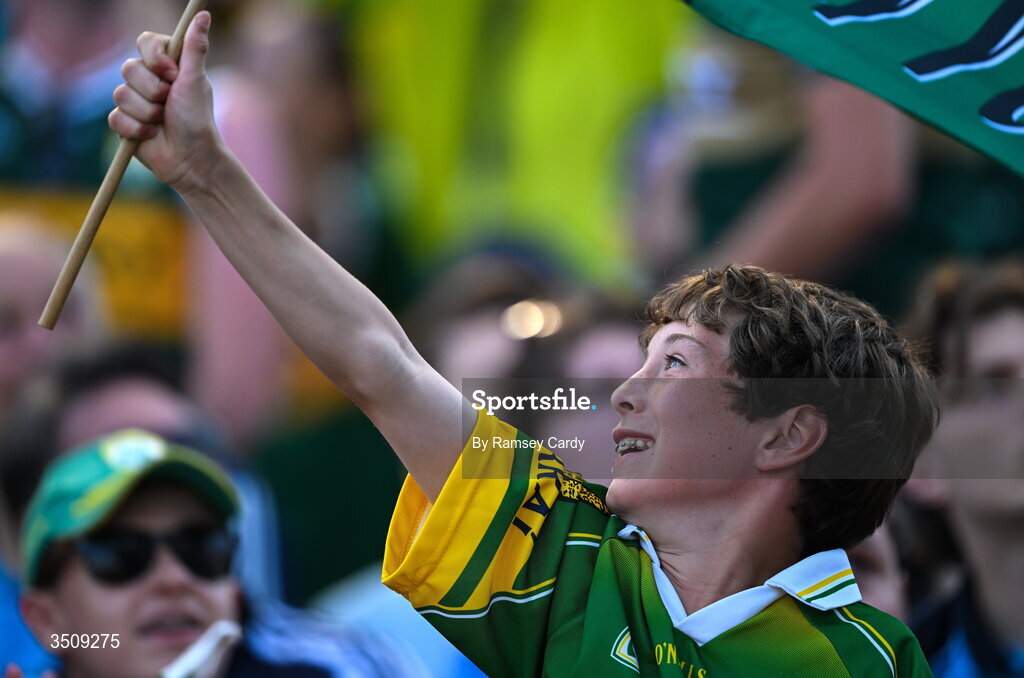 12 July 2026; A Kerry supporter reacts during the GAA Football All-Ireland Senior Championship semi-final match between Dublin and Kerry at Croke Park in Dublin. Photo by Ramsey Cardy/Sportsfile