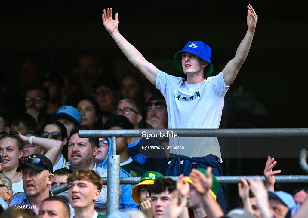 12 July 2026; A Dublin supporter during the GAA Football All-Ireland Senior Championship semi-final match between Dublin and Kerry at Croke Park in Dublin. Photo by Piaras Ó Mídheach/Sportsfile