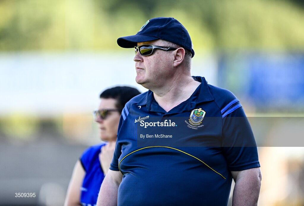 12 July 2026; Roscommon manager Finbar Egan during the LGFA TG4 All-Ireland Intermediate Championship semi-final match between Roscommon and Westmeath at Kingspan Breffni in Cavan. Photo by Ben McShane/Sportsfile