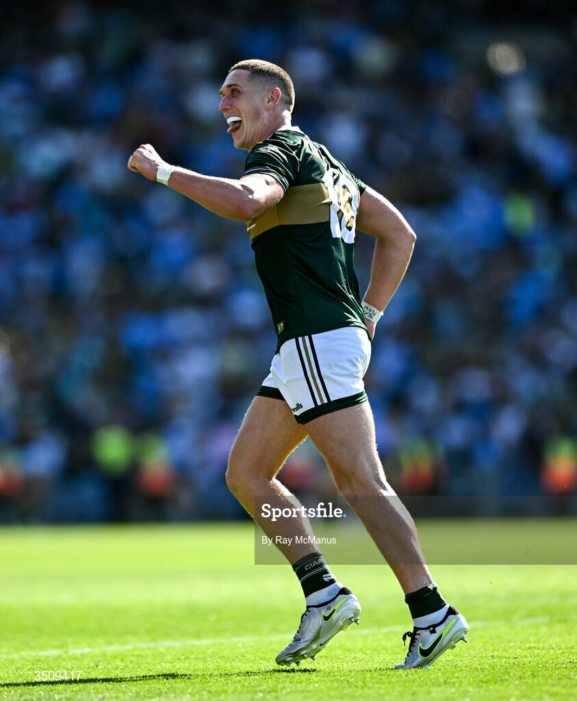12 July 2026; KJoe O'Connor of Kerry celebrates after the GAA Football All-Ireland Senior Championship semi-final match between Dublin and Kerry at Croke Park in Dublin. Photo by Ray McManus/Sportsfile Photo by Ray McManus/Sportsfile