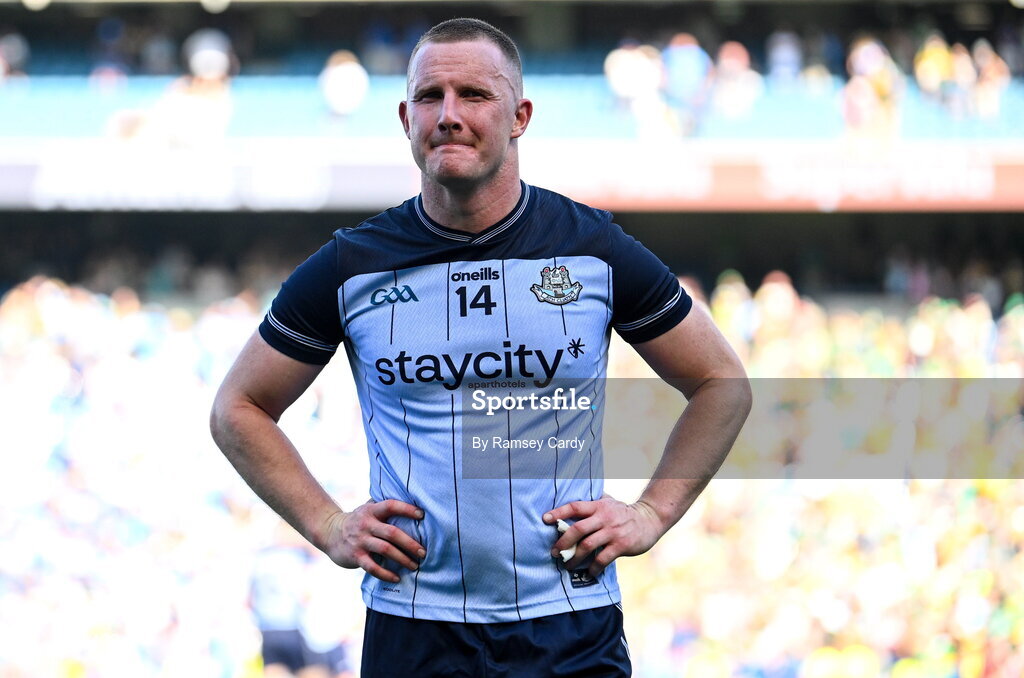 12 July 2026; Ciaran Kilkenny of Dublin after his side's defeat in the GAA Football All-Ireland Senior Championship semi-final match between Dublin and Kerry at Croke Park in Dublin. Photo by Ramsey Cardy/Sportsfile