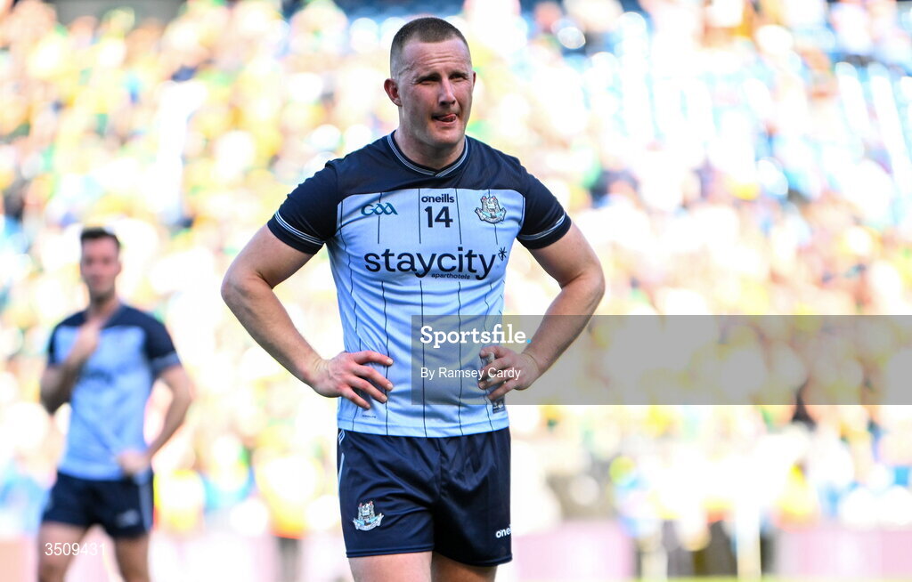 12 July 2026; Ciaran Kilkenny of Dublin after his side's defeat in the GAA Football All-Ireland Senior Championship semi-final match between Dublin and Kerry at Croke Park in Dublin. Photo by Ramsey Cardy/Sportsfile