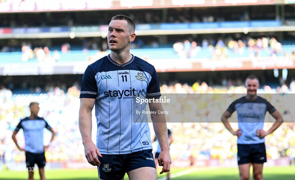 12 July 2026; Con O'Callaghan of Dublin after his side's defeat in the GAA Football All-Ireland Senior Championship semi-final match between Dublin and Kerry at Croke Park in Dublin. Photo by Ramsey Cardy/Sportsfile
