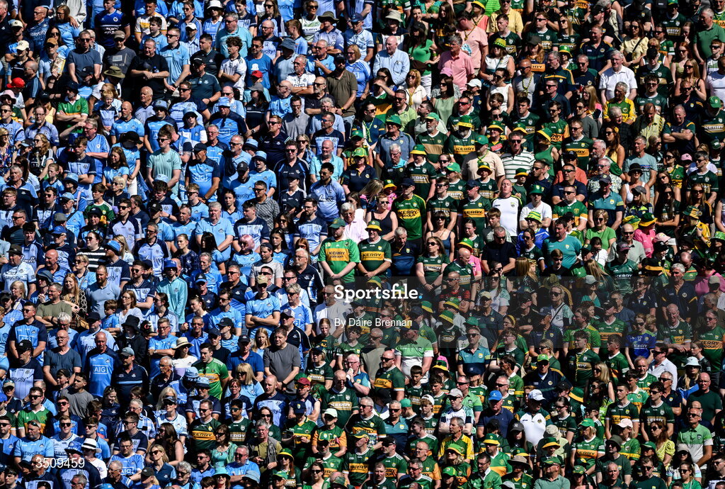 12 July 2026; Supporters from both sides in the Cusack Stand ahead of the GAA Football All-Ireland Senior Championship semi-final match between Dublin and Kerry at Croke Park in Dublin. Photo by Daire Brennan/Sportsfile