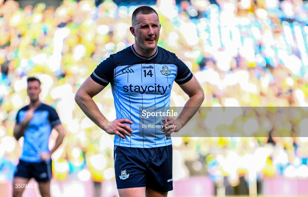 12 July 2026; Ciaran Kilkenny of Dublin after his side's defeat in the GAA Football All-Ireland Senior Championship semi-final match between Dublin and Kerry at Croke Park in Dublin. Photo by Ramsey Cardy/Sportsfile