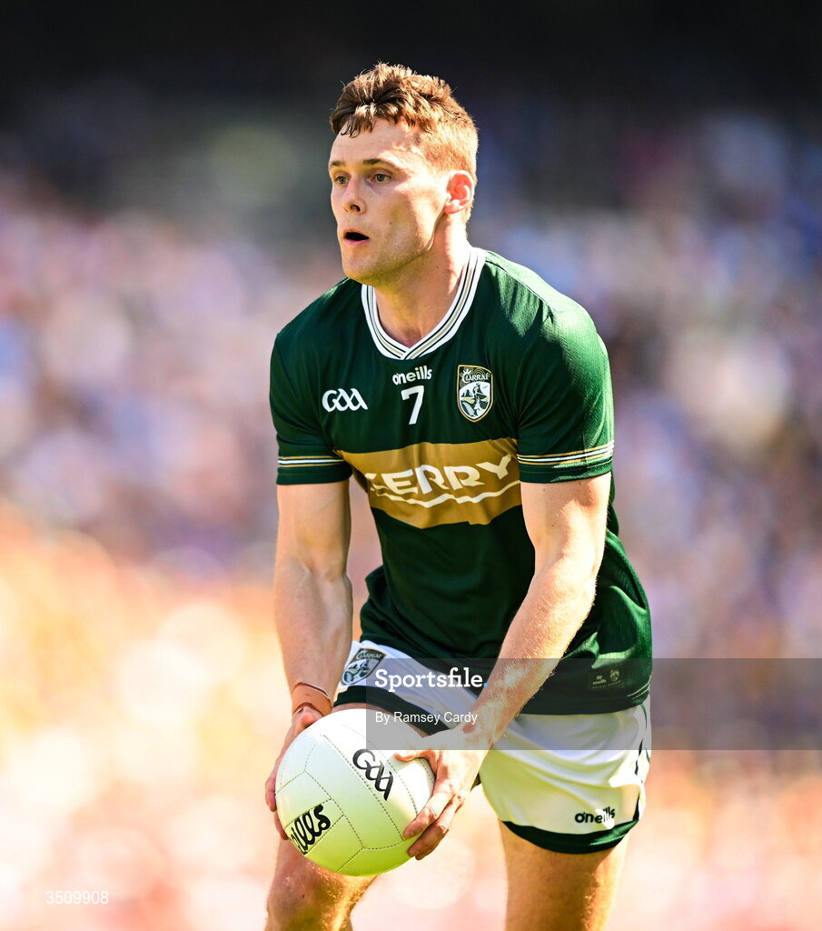 12 July 2026; Gavin White of Kerry during the GAA Football All-Ireland Senior Championship semi-final match between Dublin and Kerry at Croke Park in Dublin. Photo by Ramsey Cardy/Sportsfile