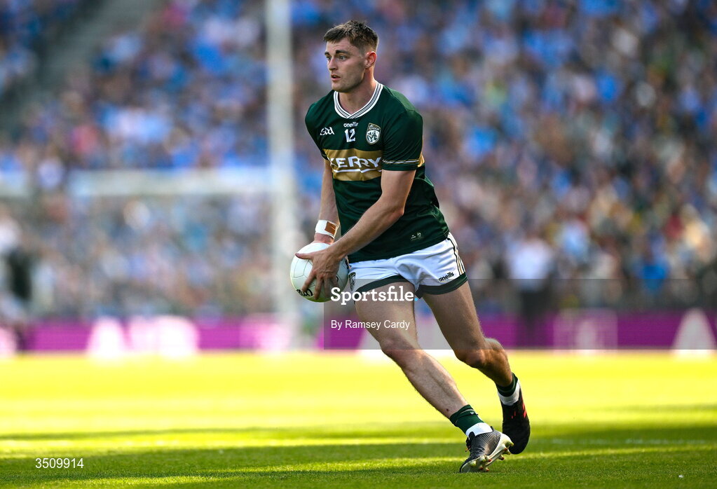 12 July 2026; Diarmuid O'Connor of Kerry during the GAA Football All-Ireland Senior Championship semi-final match between Dublin and Kerry at Croke Park in Dublin. Photo by Ramsey Cardy/Sportsfile