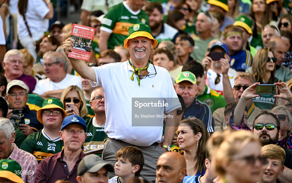 12 July 2026; Kerry supporter Sean Coffey, from Cahersiveen, before the GAA Football All-Ireland Senior Championship semi-final match between Dublin and Kerry at Croke Park in Dublin. Photo by Stephen McCarthy/Sportsfile
