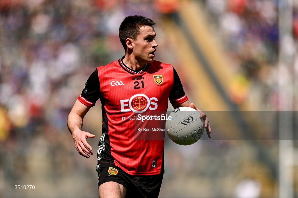 11 July 2026; Ruairi McCormack of Down during the Tailteann Cup final match between Down and Wicklow at Croke Park in Dublin. Photo by Ben McShane/Sportsfile