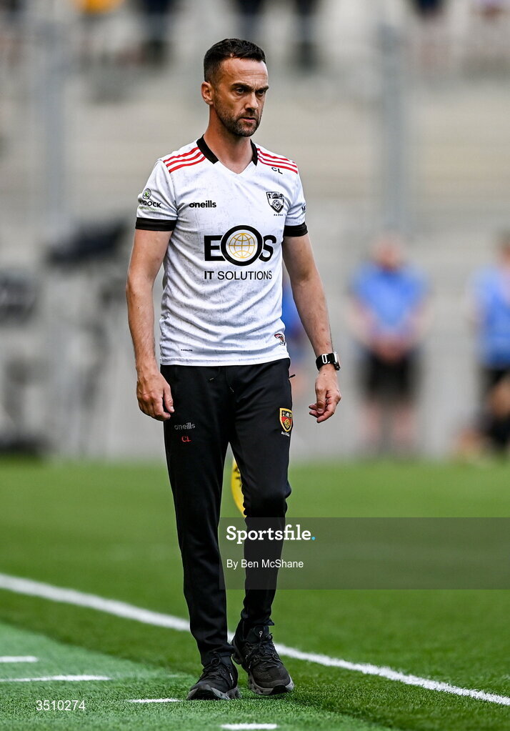 11 July 2026; Down manager Conor Laverty during the Tailteann Cup final match between Down and Wicklow at Croke Park in Dublin. Photo by Ben McShane/Sportsfile