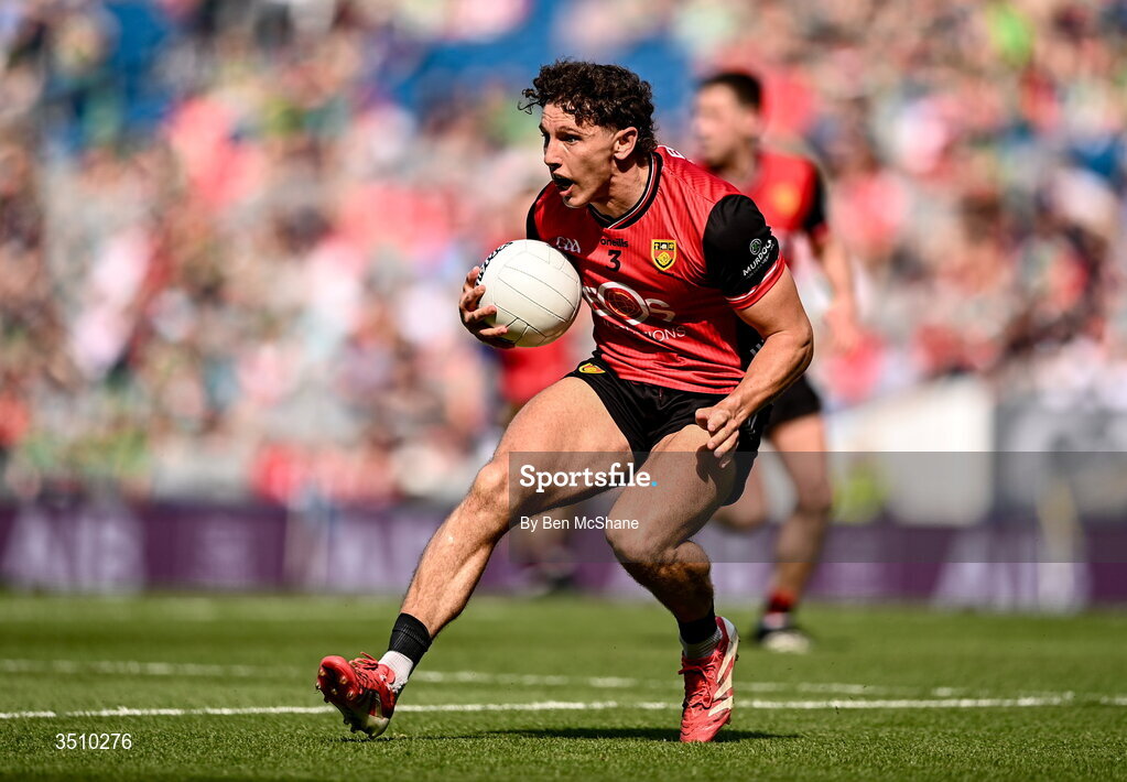 11 July 2026; Pierce Laverty of Down during the Tailteann Cup final match between Down and Wicklow at Croke Park in Dublin. Photo by Ben McShane/Sportsfile