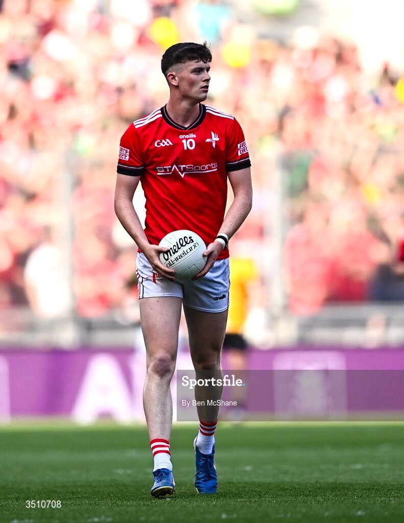 11 July 2026; James Maguire of Louth during the GAA Football All-Ireland Senior Championship semi-final match between Mayo and Louth at Croke Park in Dublin. Photo by Ben McShane/Sportsfile