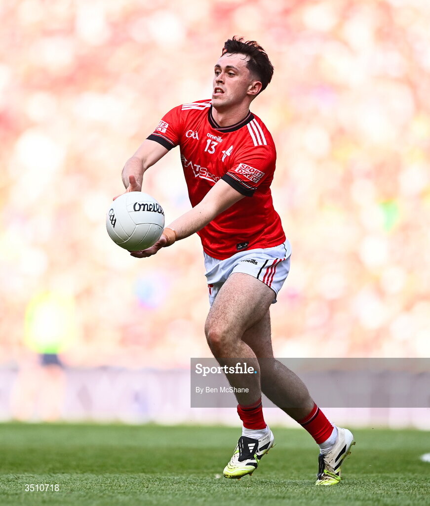 11 July 2026; Kieran McArdle of Louth during the GAA Football All-Ireland Senior Championship semi-final match between Mayo and Louth at Croke Park in Dublin. Photo by Ben McShane/Sportsfile