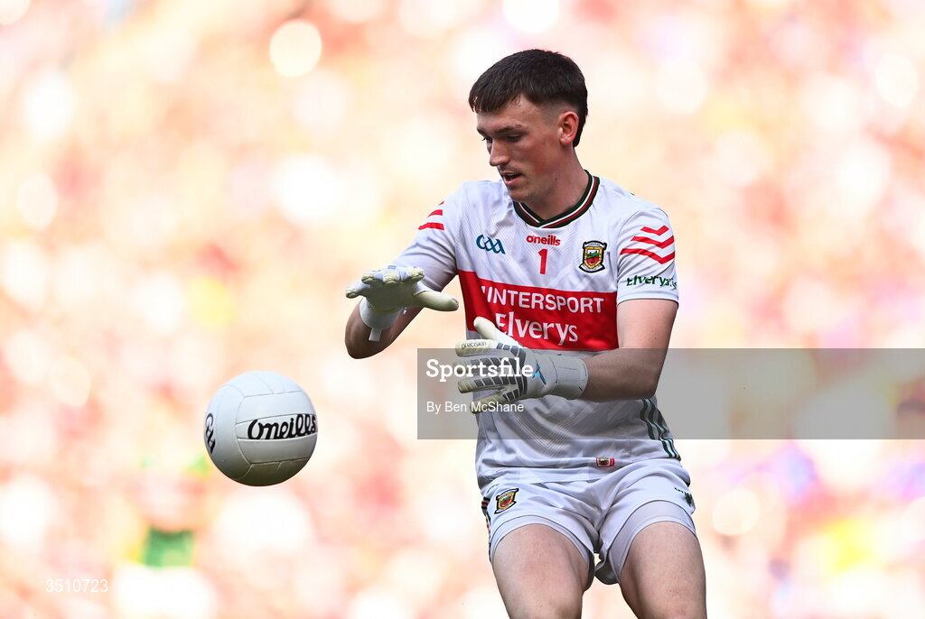 11 July 2026; Mayo goalkeeper Jack Livingstone during the GAA Football All-Ireland Senior Championship semi-final match between Mayo and Louth at Croke Park in Dublin. Photo by Ben McShane/Sportsfile