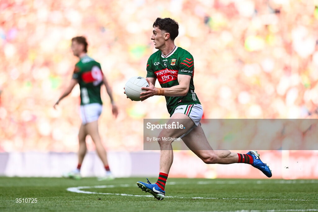 11 July 2026; Jack Coyne of Mayo during the GAA Football All-Ireland Senior Championship semi-final match between Mayo and Louth at Croke Park in Dublin. Photo by Ben McShane/Sportsfile