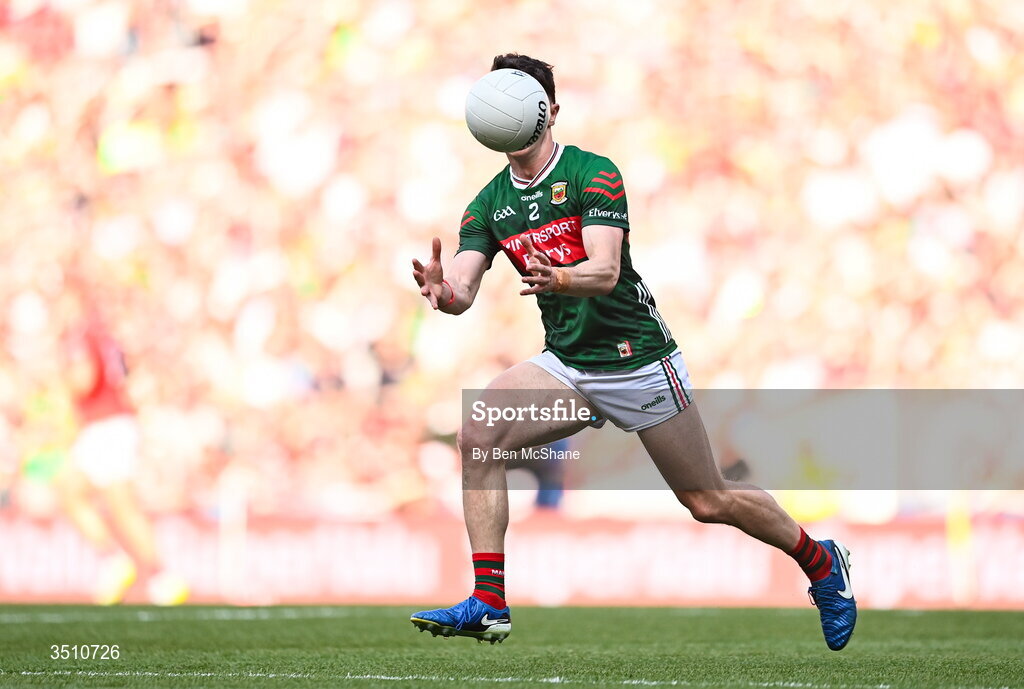 11 July 2026; Jack Coyne of Mayo during the GAA Football All-Ireland Senior Championship semi-final match between Mayo and Louth at Croke Park in Dublin. Photo by Ben McShane/Sportsfile
