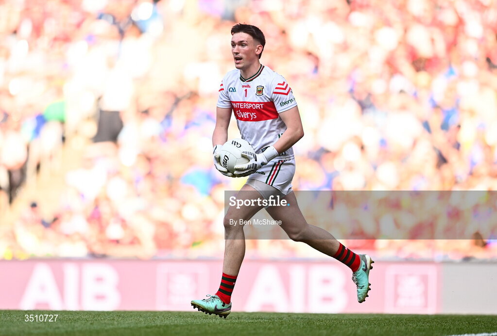 11 July 2026; Mayo goalkeeper Jack Livingstone during the GAA Football All-Ireland Senior Championship semi-final match between Mayo and Louth at Croke Park in Dublin. Photo by Ben McShane/Sportsfile