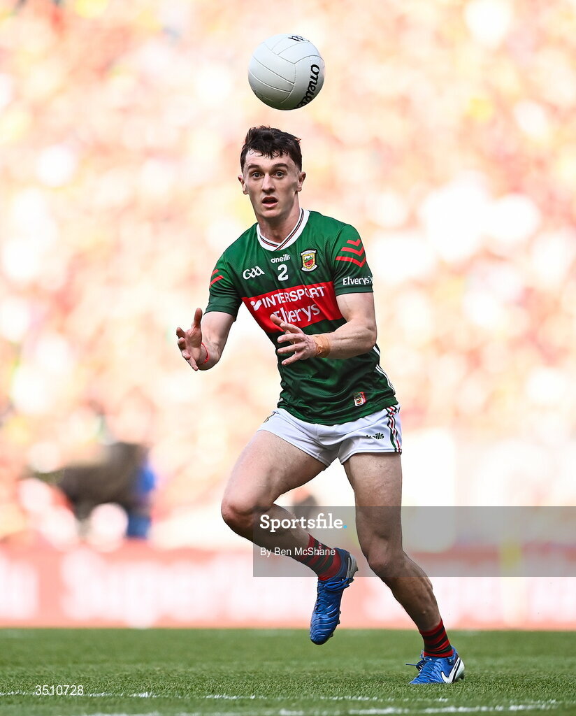 11 July 2026; Jack Coyne of Mayo during the GAA Football All-Ireland Senior Championship semi-final match between Mayo and Louth at Croke Park in Dublin. Photo by Ben McShane/Sportsfile