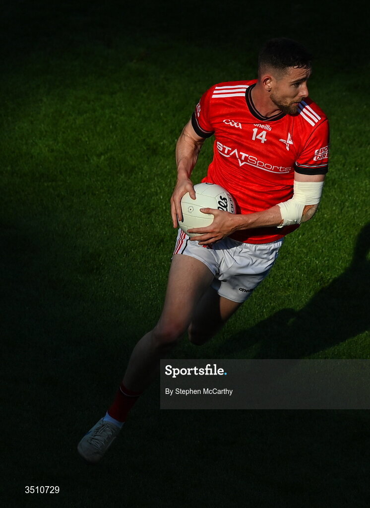 11 July 2026; Ciaran Downey of Louth during the GAA Football All-Ireland Senior Championship semi-final match between Mayo and Louth at Croke Park in Dublin. Photo by Stephen McCarthy/Sportsfile