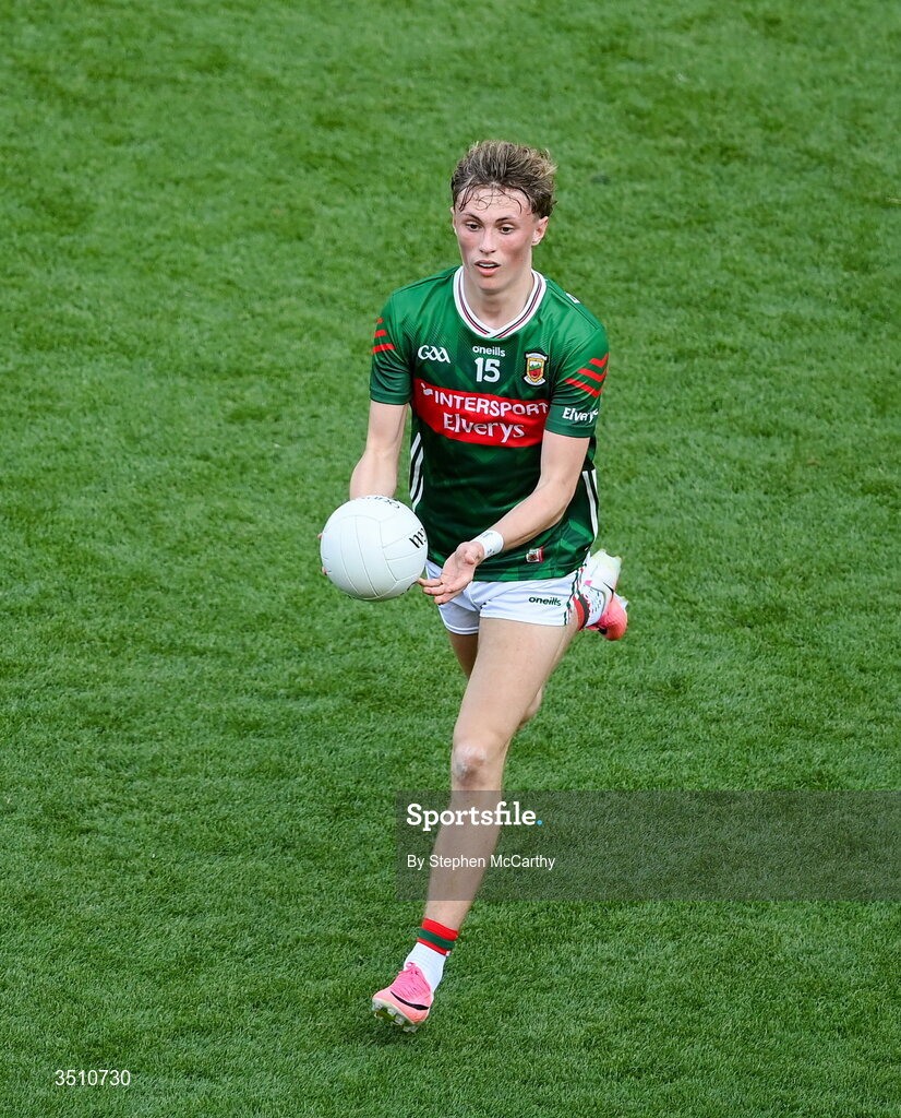11 July 2026; Kobe McDonald of Mayo during the GAA Football All-Ireland Senior Championship semi-final match between Mayo and Louth at Croke Park in Dublin. Photo by Stephen McCarthy/Sportsfile