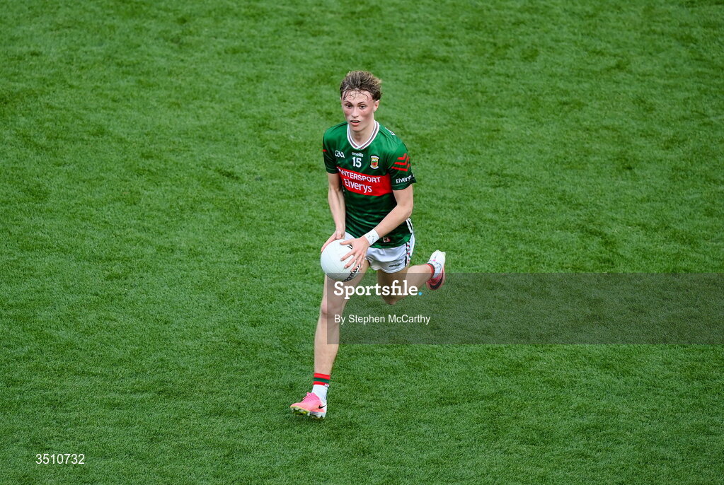 11 July 2026; Kobe McDonald of Mayo during the GAA Football All-Ireland Senior Championship semi-final match between Mayo and Louth at Croke Park in Dublin. Photo by Stephen McCarthy/Sportsfile