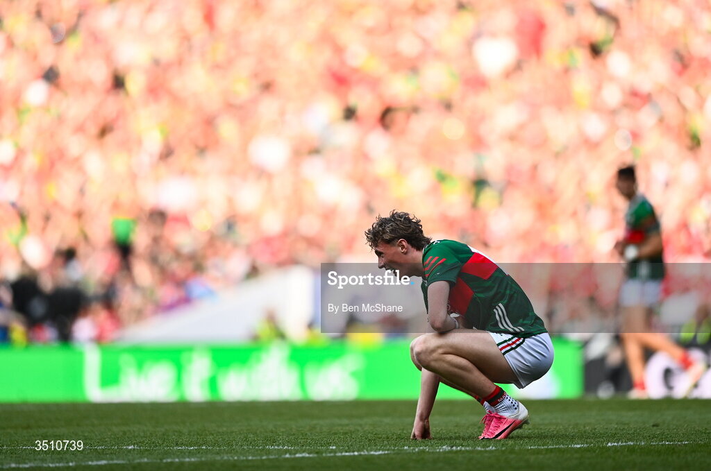 11 July 2026; Kobe McDonald of Mayo during the GAA Football All-Ireland Senior Championship semi-final match between Mayo and Louth at Croke Park in Dublin. Photo by Ben McShane/Sportsfile