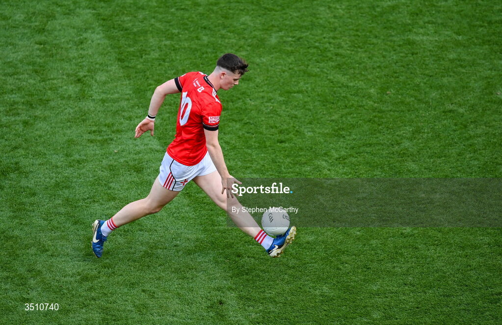 11 July 2026; James Maguire of Louth during the GAA Football All-Ireland Senior Championship semi-final match between Mayo and Louth at Croke Park in Dublin. Photo by Stephen McCarthy/Sportsfile